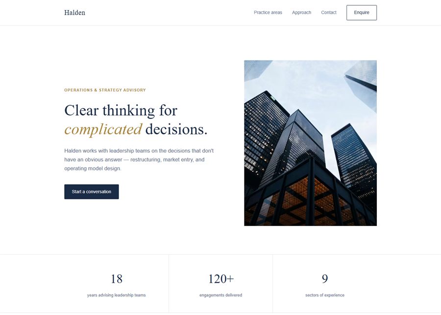 Screenshot of the Halden Consulting website