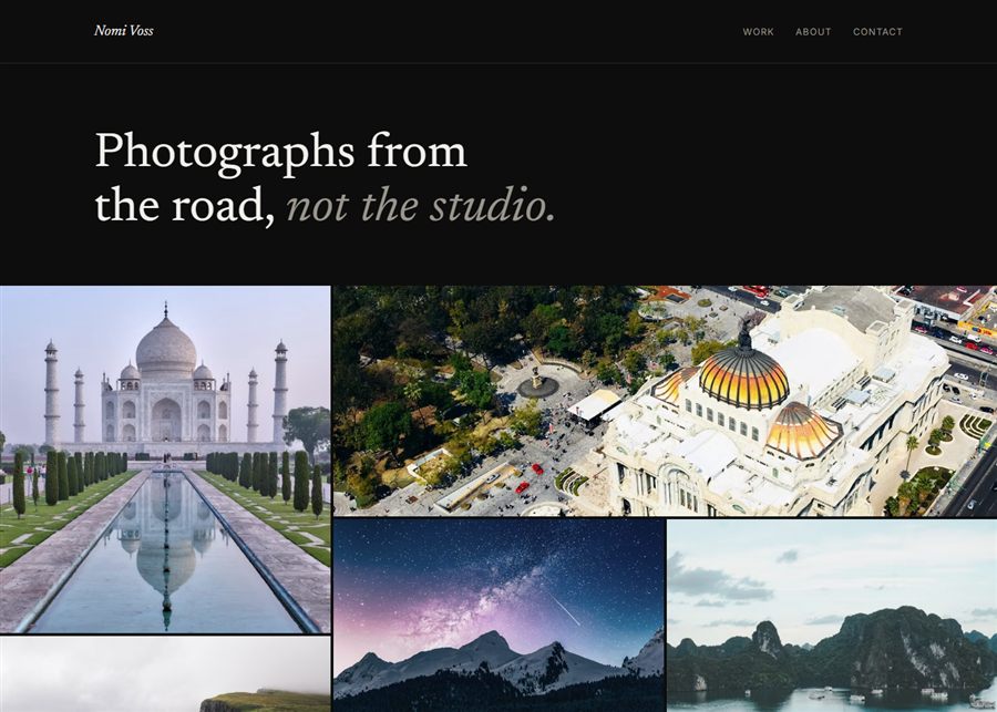 Screenshot of the Nomi Voss photography portfolio
